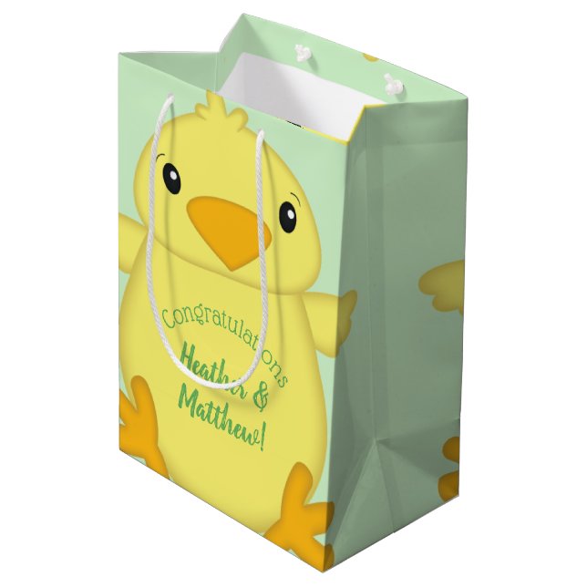 Bolsa De Regalo Mediana Chick Baby Shower Green (Angulo reverso)