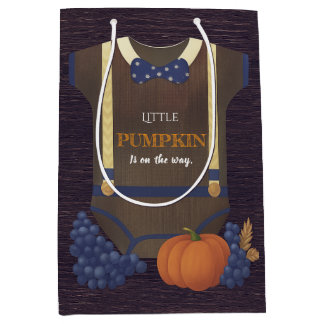 Bolsa De Regalo Mediana Chico ducha de bebé autum otoño azul burlap bodysu