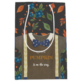 Bolsa De Regalo Mediana Chico ducha de bebé autum otoño azul burlap bodysu