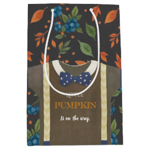 Bolsa De Regalo Mediana Chico ducha de bebé autum otoño azul burlap bodysu