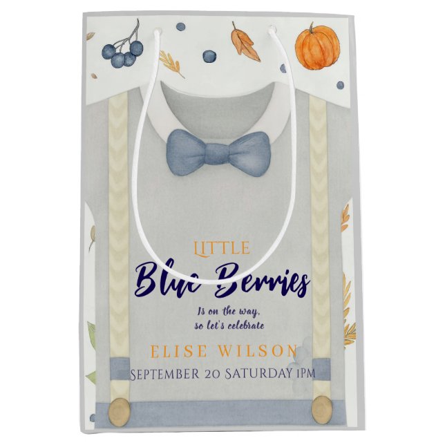 Bolsa De Regalo Mediana Chico ducha de bebé autum otoño burlap bodysuit (Anverso)