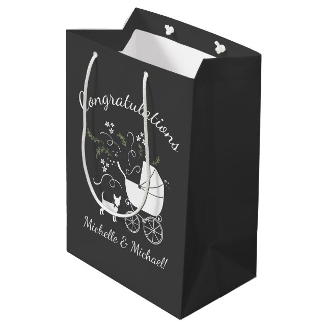 Bolsa De Regalo Mediana Chihuahua Baby Shower: Cuta neutral de género (Angulo reverso)