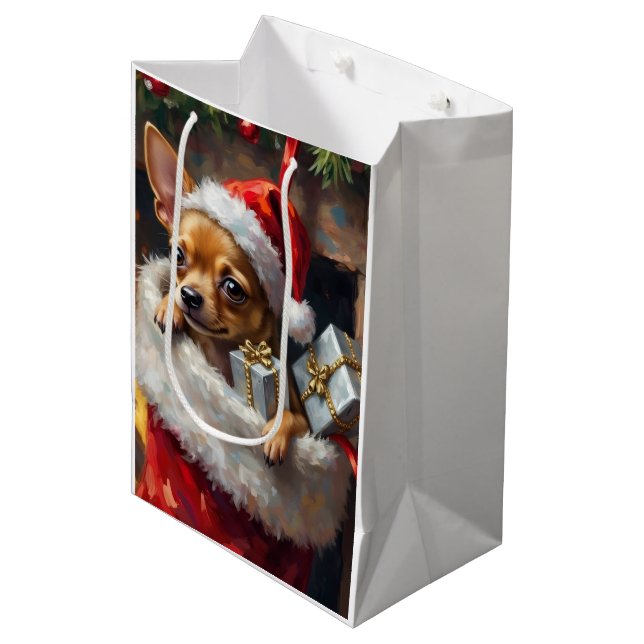 Bolsa De Regalo Mediana Chihuahua Dog Christmas Stocking Surprise Art (Angulo Anverso)