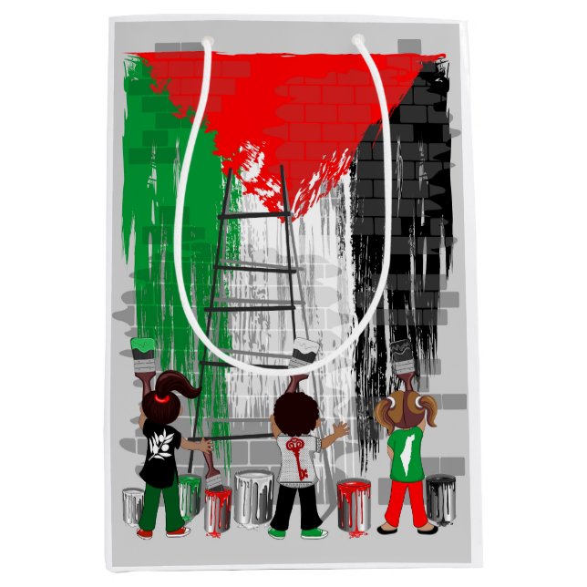 Bolsa De Regalo Mediana Children of Gaza Painting Palestine Flag  (Anverso)