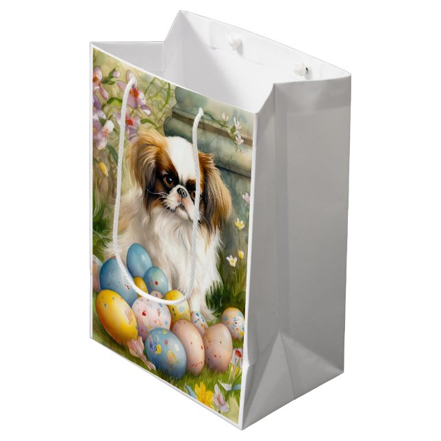 Bolsa De Regalo Mediana Chin japonés con huevos de Pascua (Angulo Anverso)