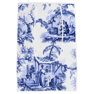 Bolsa De Regalo Mediana Chinoiserie blanco azul Toile