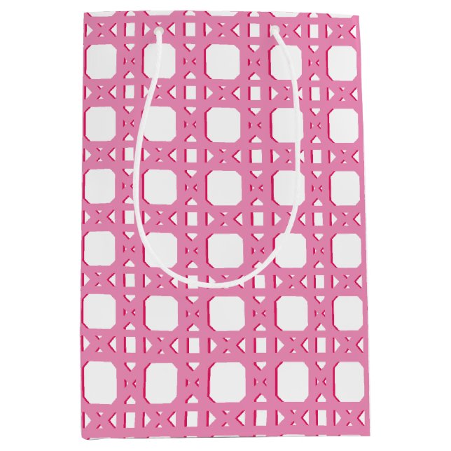 Bolsa De Regalo Mediana Chinoiserie Cane Trellis in Pink (Anverso)