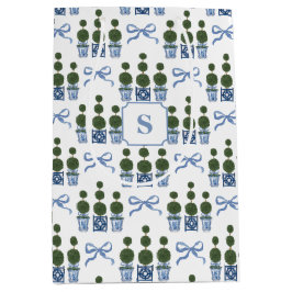 Bolsa De Regalo Mediana Chinoiserie Topiary Tree Blue Bow
