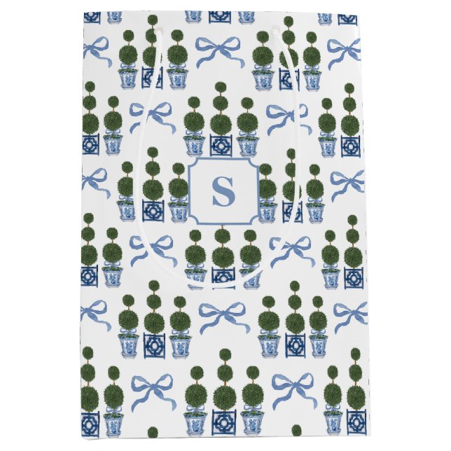 Bolsa De Regalo Mediana Chinoiserie Topiary Tree Blue Bow (Anverso)