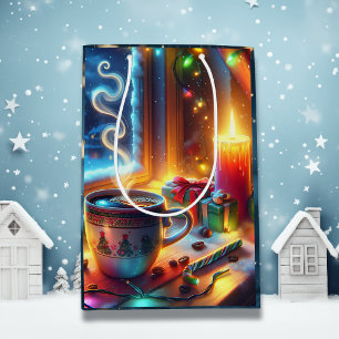 Bolsa De Regalo Mediana Chocolate caliente en la ventana de un Navidad