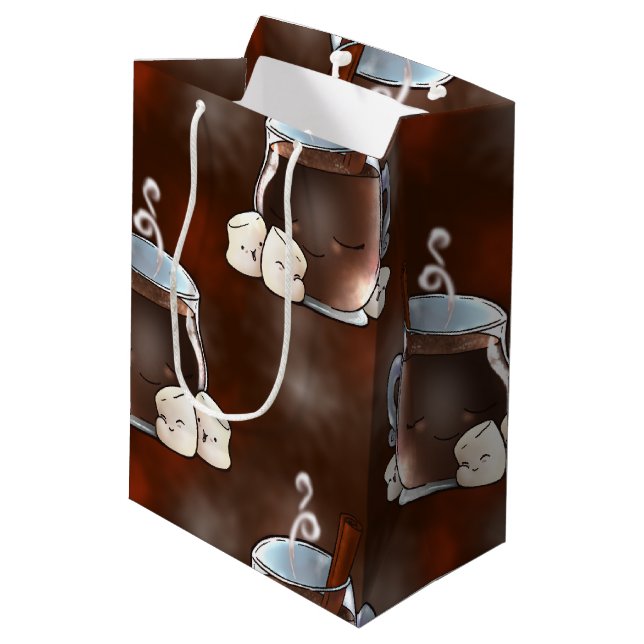 Bolsa De Regalo Mediana Chocolate caliente y melcochas de Kawaii (Angulo reverso)