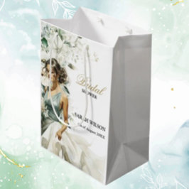 Bolsa De Regalo Mediana Chorro de Ducha Nupcial con Eucalipto Verde Azul P