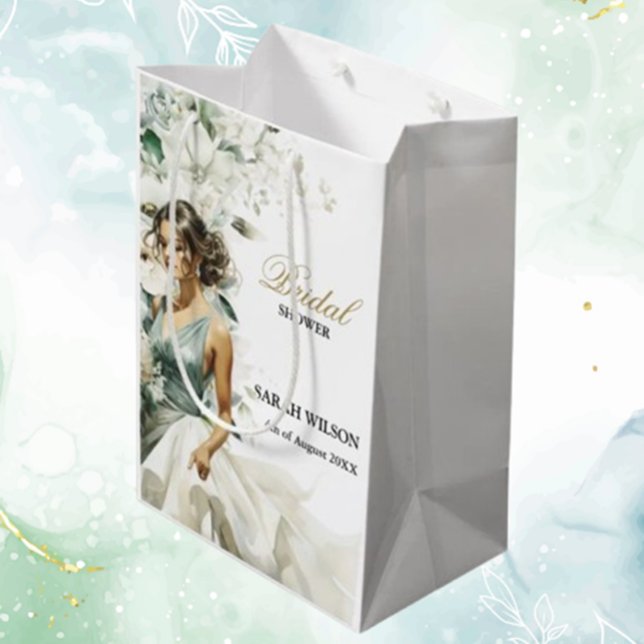 Bolsa De Regalo Mediana Chorro Nupcial de Verde de Eucalipto Azul Polvorie (Making Your Special Day)