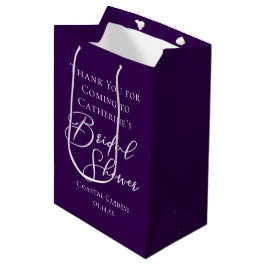 Bolsa De Regalo Mediana Chorro Nupcial Morado Personalizado con Letra Blan