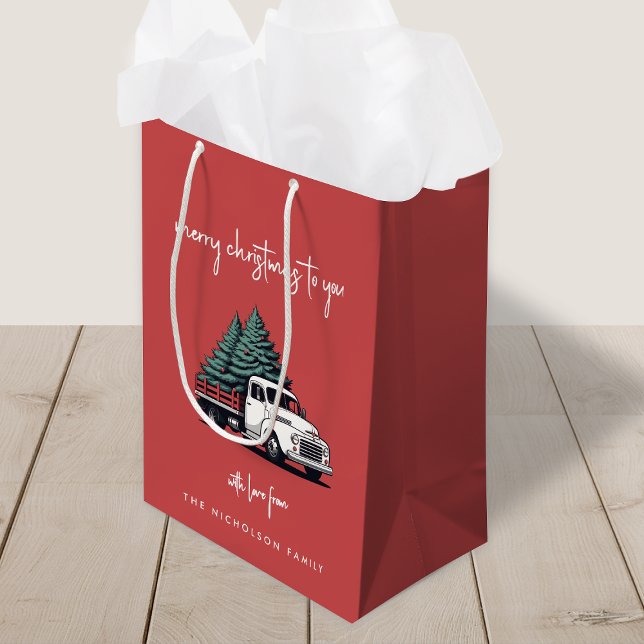 Bolsa De Regalo Mediana Christmas Gift Bag | Truck Holiday Present Bags (Subido por el creador)