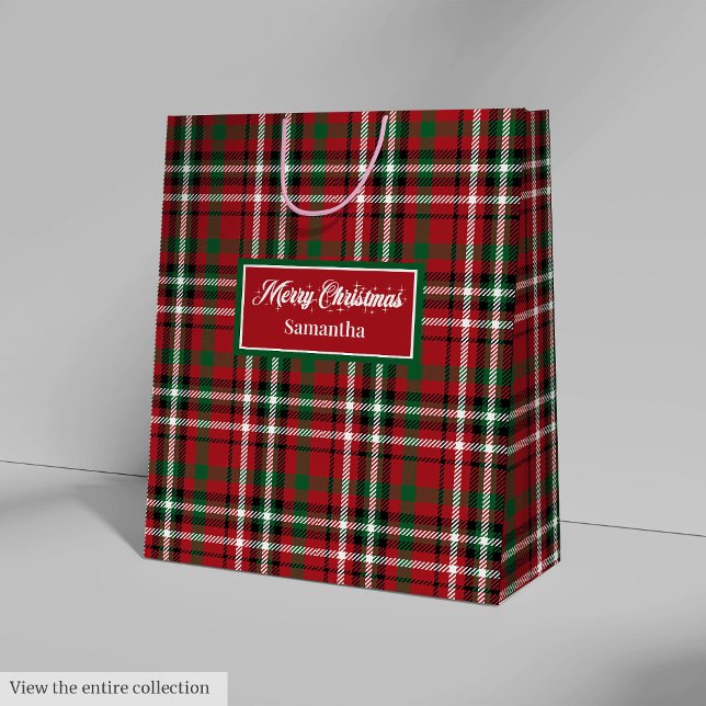Bolsa De Regalo Mediana Christmas Gift Bags Red Green Plaid Holiday Accent (Christmas Gift Bags Red Green Plaid Holiday Keepsake)