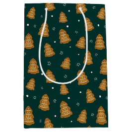 Bolsa De Regalo Mediana Christmas Gingerbread Trees Wrapping Paper