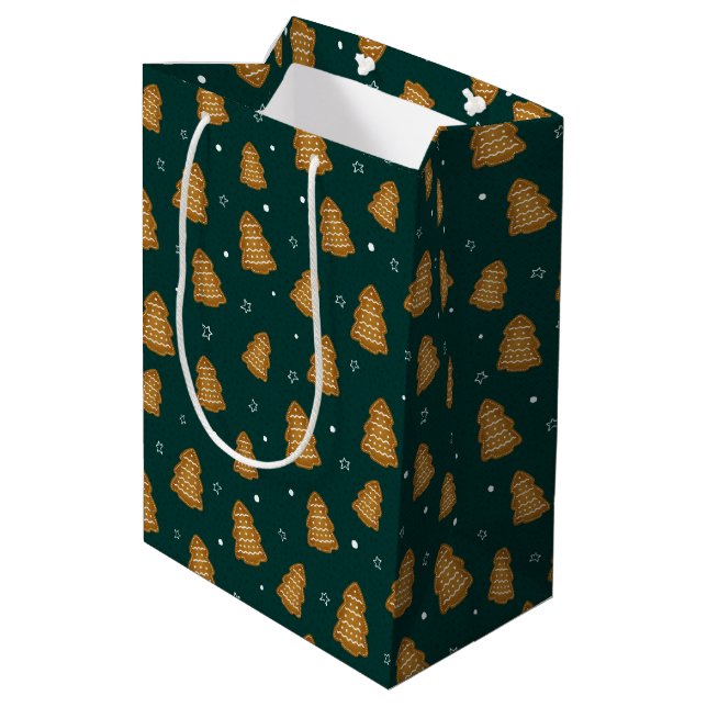 Bolsa De Regalo Mediana Christmas Gingerbread Trees Wrapping Paper (Angulo reverso)