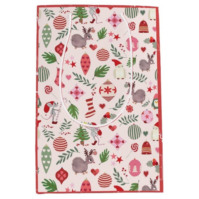 Bolsa De Regalo Mediana Christmas Icons on Cream - Gift Bag (Anverso)