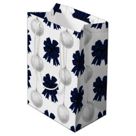 Bolsa De Regalo Mediana Christmas Navy Bow Velvet Pattern