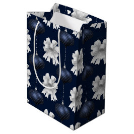 Bolsa De Regalo Mediana Christmas Navy Bow Velvet Pattern