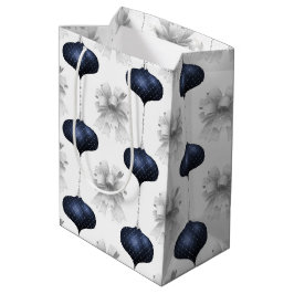 Bolsa De Regalo Mediana Christmas Navy Bow Velvet Pattern