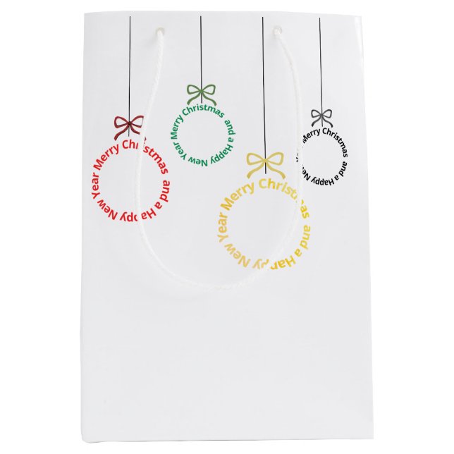 Bolsa De Regalo Mediana Christmas Ornaments Text Design (Anverso)