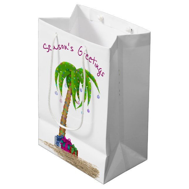 Bolsa De Regalo Mediana Christmas Palm Tree in Sand  (Angulo Anverso)