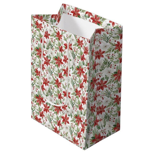 Bolsa De Regalo Mediana Christmas Poinsettia Gift Bag (Angulo Anverso)