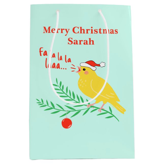 Bolsa De Regalo Mediana Christmas Singing Canary (Anverso)