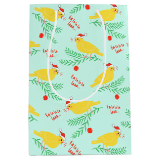 Bolsa De Regalo Mediana Christmas Singing Canary Pattern