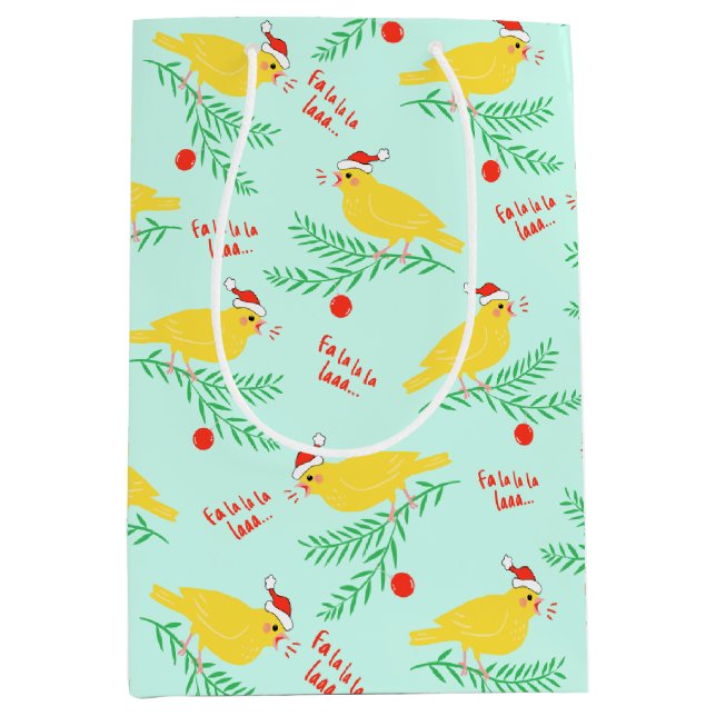 Bolsa De Regalo Mediana Christmas Singing Canary Pattern (Anverso)