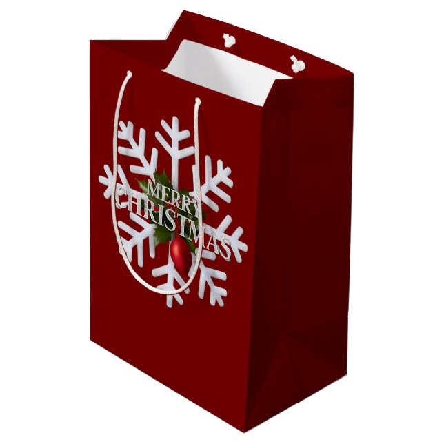 Bolsa De Regalo Mediana Christmas Snowflake And Shy Red Berry (Angulo reverso)