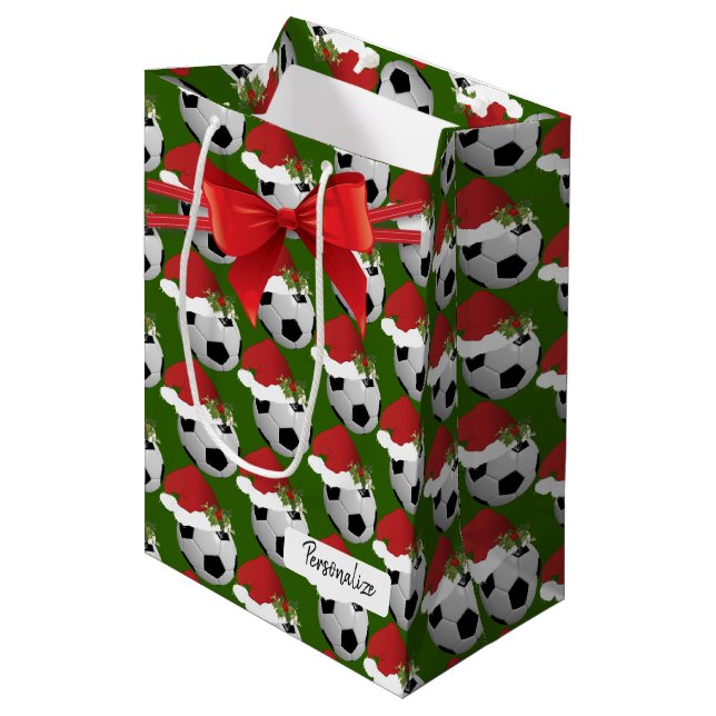 Bolsa De Regalo Mediana Christmas Soccer Ball Pattern (Angulo Anverso)