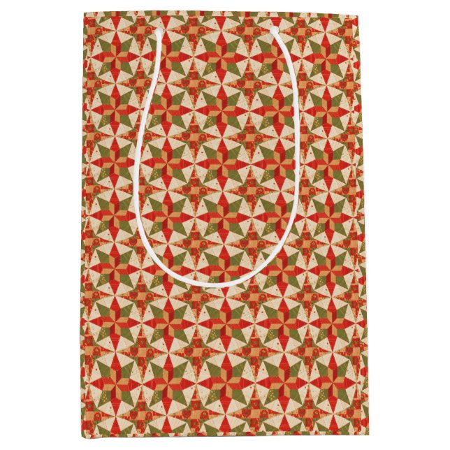 Bolsa De Regalo Mediana Christmas Star Quilt (Anverso)