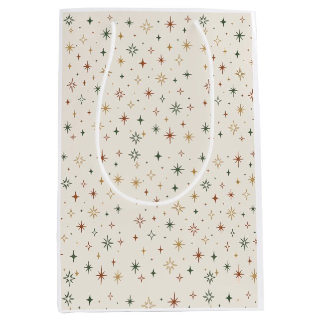 Bolsa De Regalo Mediana Christmas Stars & Sparkles Pattern			 (Anverso)