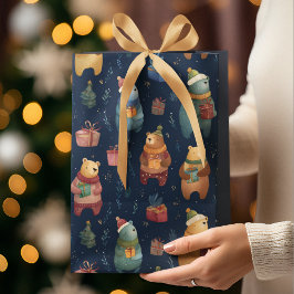 Bolsa De Regalo Mediana Christmas Whimsical Colorful Bears Gift Bag