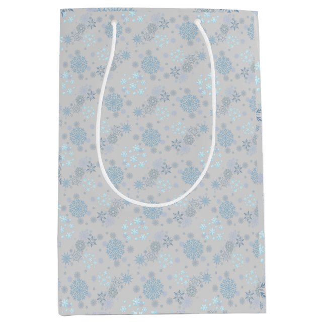 Bolsa De Regalo Mediana Christmas Winter Hanukkah Snowflake design (Anverso)