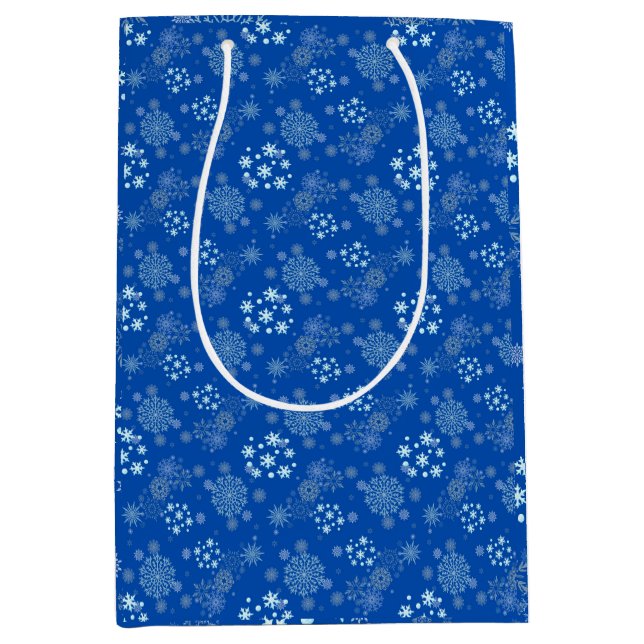 Bolsa De Regalo Mediana Christmas Winter Hanukkah Snowflake design  (Anverso)