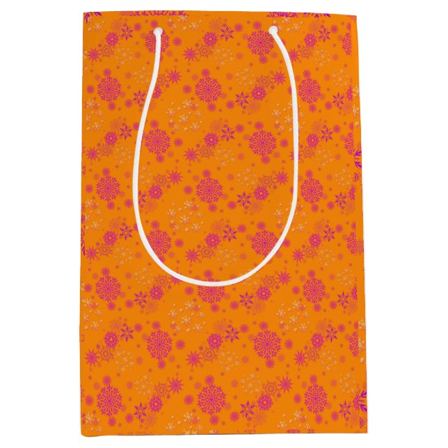 Bolsa De Regalo Mediana Christmas Winter Hanukkah Snowflake design  (Anverso)