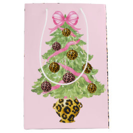 Bolsa De Regalo Mediana Christmas Wreath Leopard Crest Monogram 