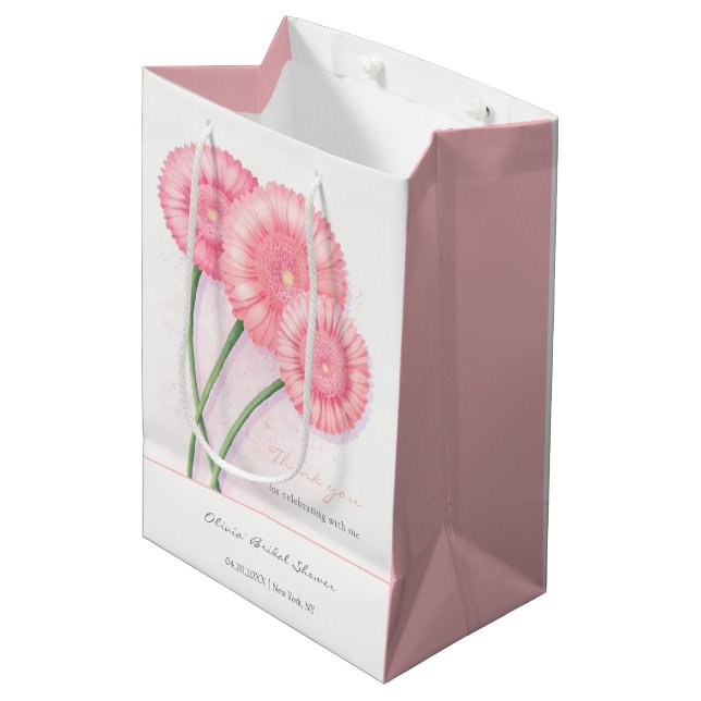 Bolsa De Regalo Mediana Chrysanthemum Peach Bridal Shower (Angulo Anverso)