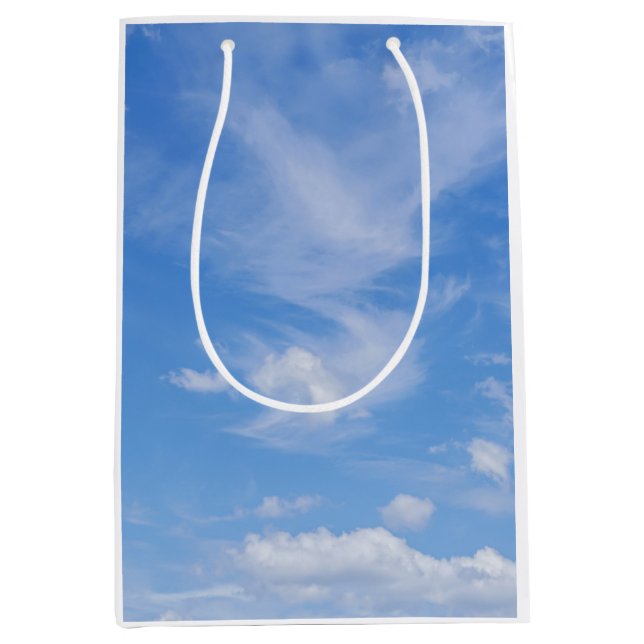 Bolsa De Regalo Mediana Cielo Azul Con Nubes Vestidas (Anverso)