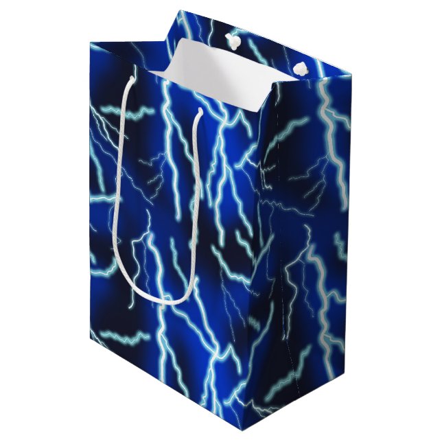 Bolsa De Regalo Mediana Cielo nocturno de tormenta eléctrica relámpago (Angulo Anverso)