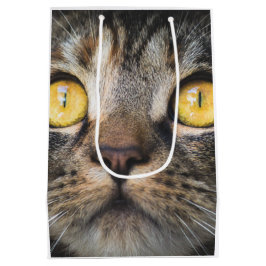 Bolsa De Regalo Mediana Cierre de gato con ojos amarillos