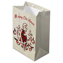 Bolsa De Regalo Mediana Ciervo de Cuadros Escoceses en Diseño de Copo de N