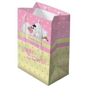 Bolsa De Regalo Mediana Cigüeña con una pequeña niña linda