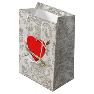 Bolsa De Regalo Mediana Cinta 1901 y flecha de Heartwith de la tarjeta del