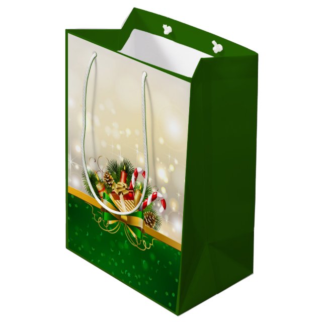 Bolsa De Regalo Mediana Cinta de Navidad (Angulo reverso)