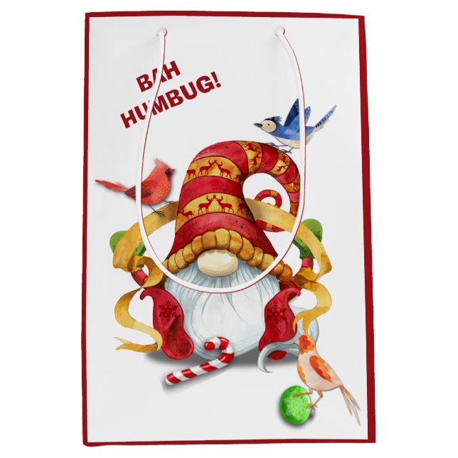 Bolsa De Regalo Mediana Cinta divertida con Navidades de pájaros (Anverso)
